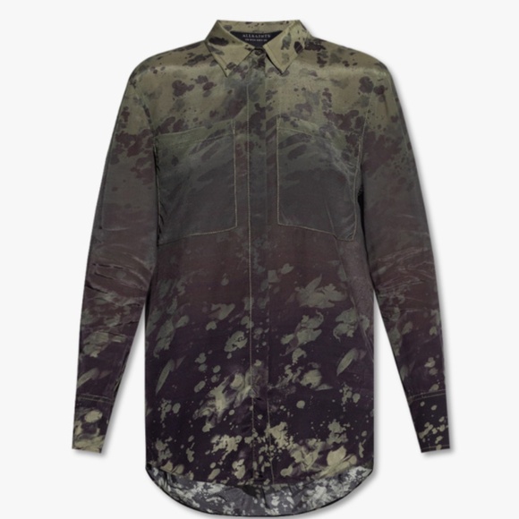 Allsaints Eva Gaia Splatter Long Sleeve Blouse